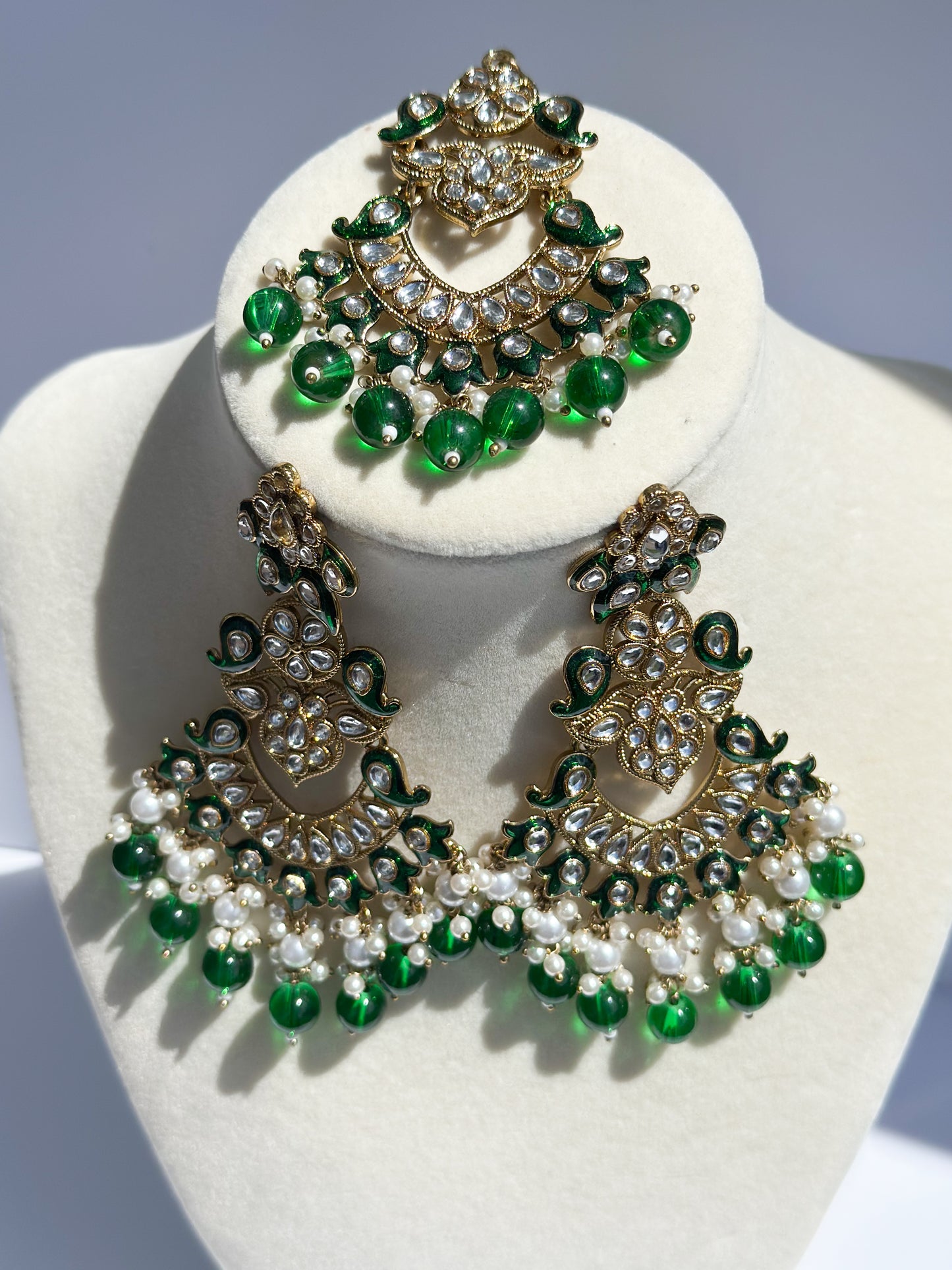 Ria Polki Earrings and Tikka Set