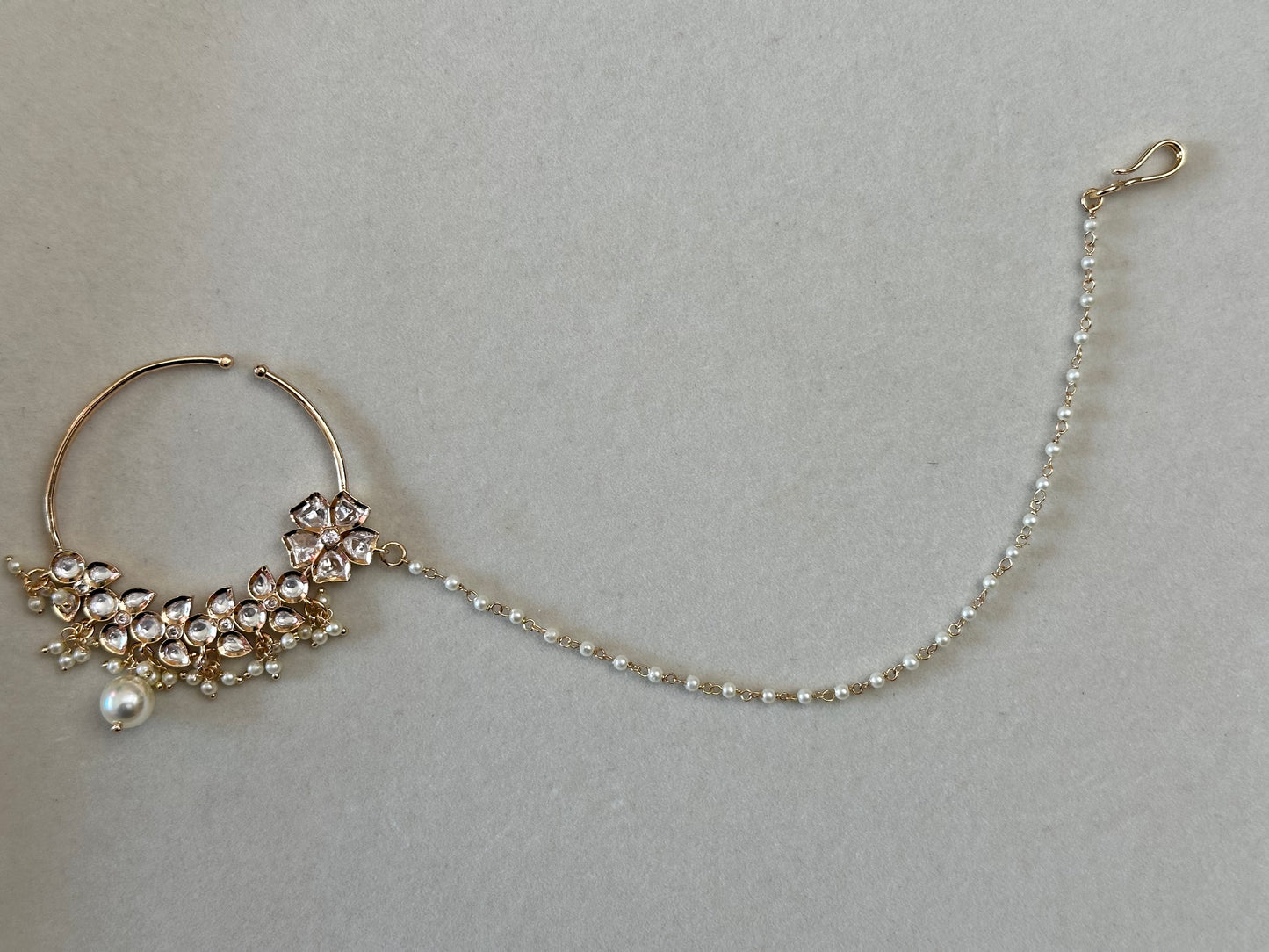 Noor Nose Ring with Chain(Nath)