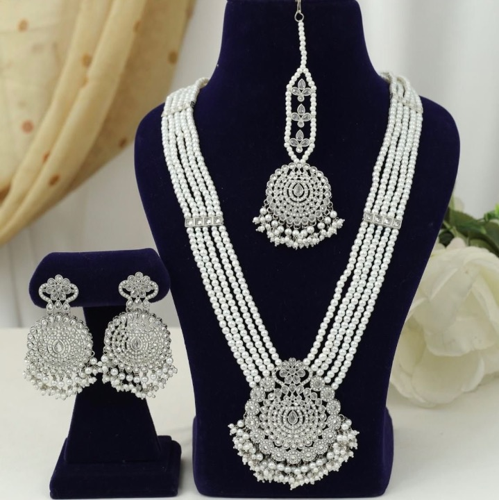 Gul Long Necklace Set (Includes Earrings & Tikka)