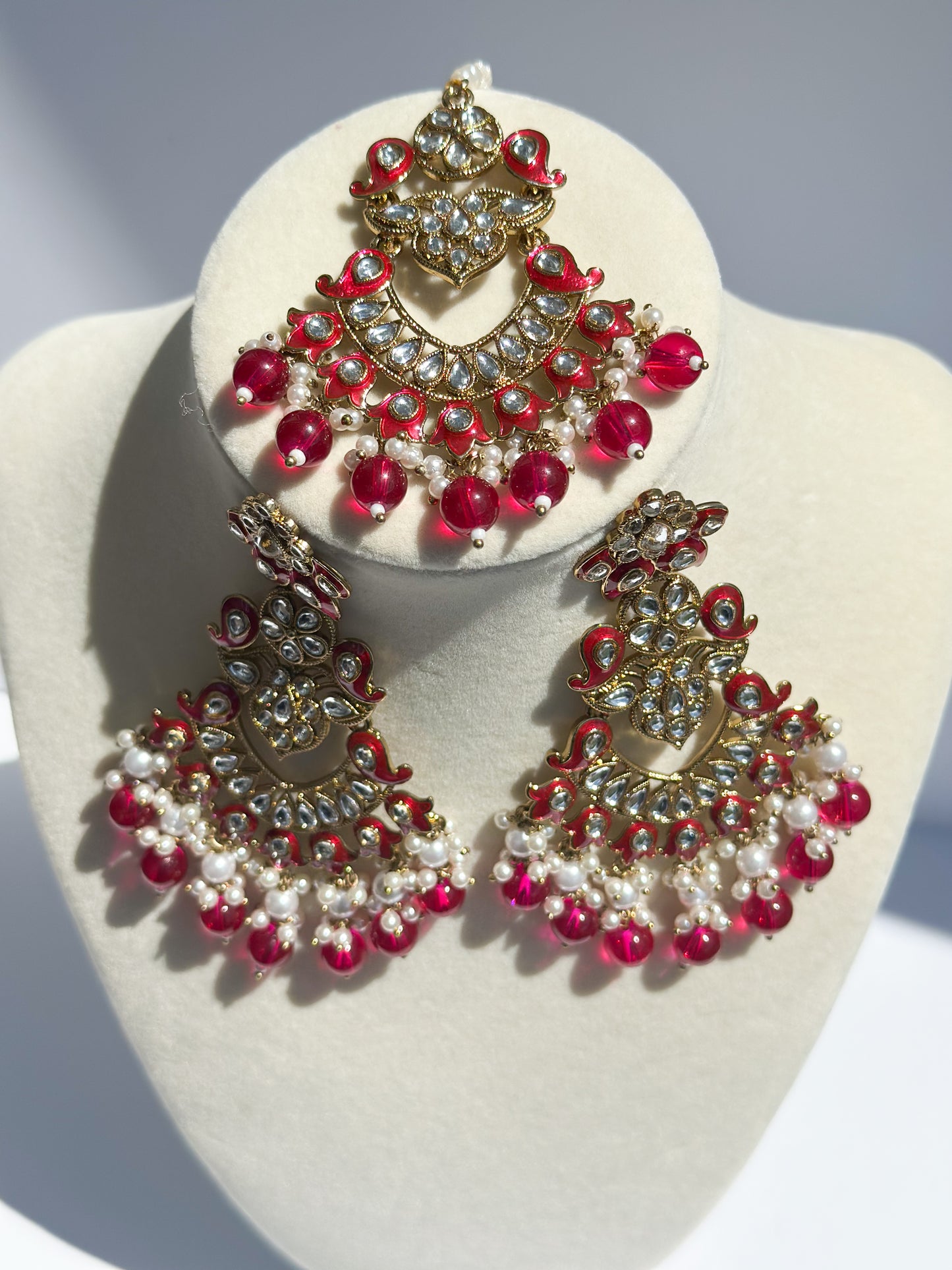 Ria Polki Earrings and Tikka Set