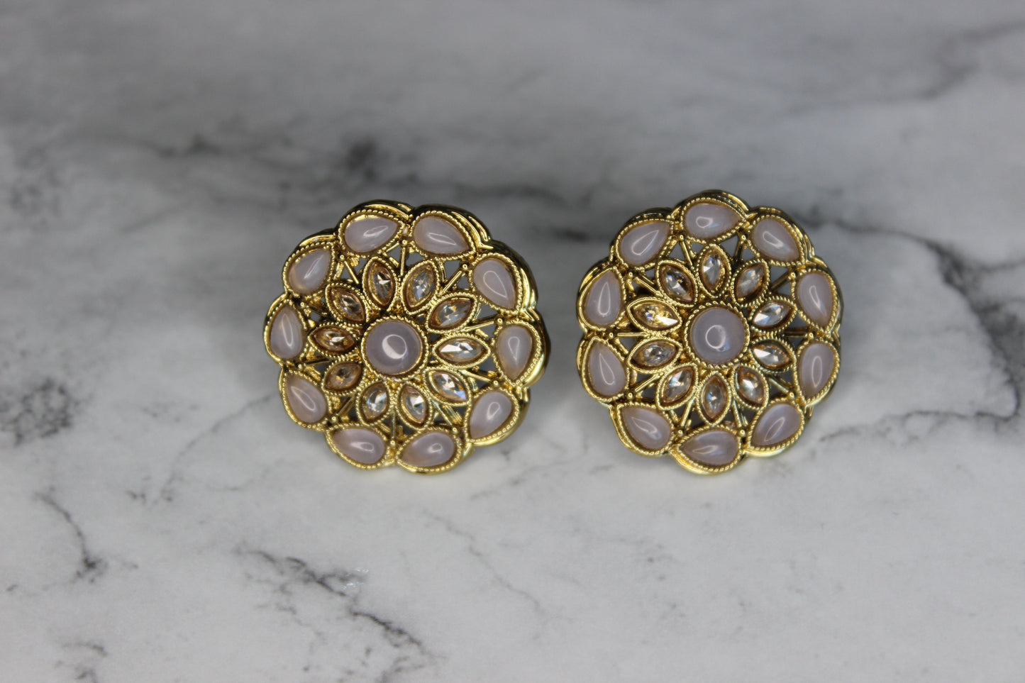 Kundan Mini Round Stone Stud Earrings