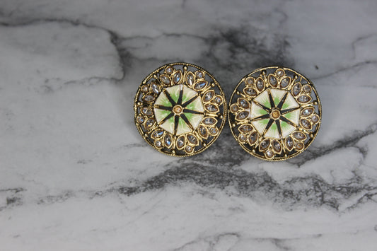 Kundan Wheel Stud Earrings
