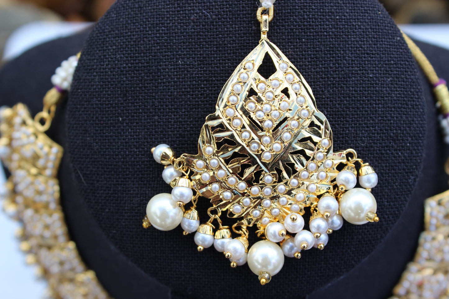 1 gm Gold Jadau Necklace Set (Includes Earrings & Tikka)