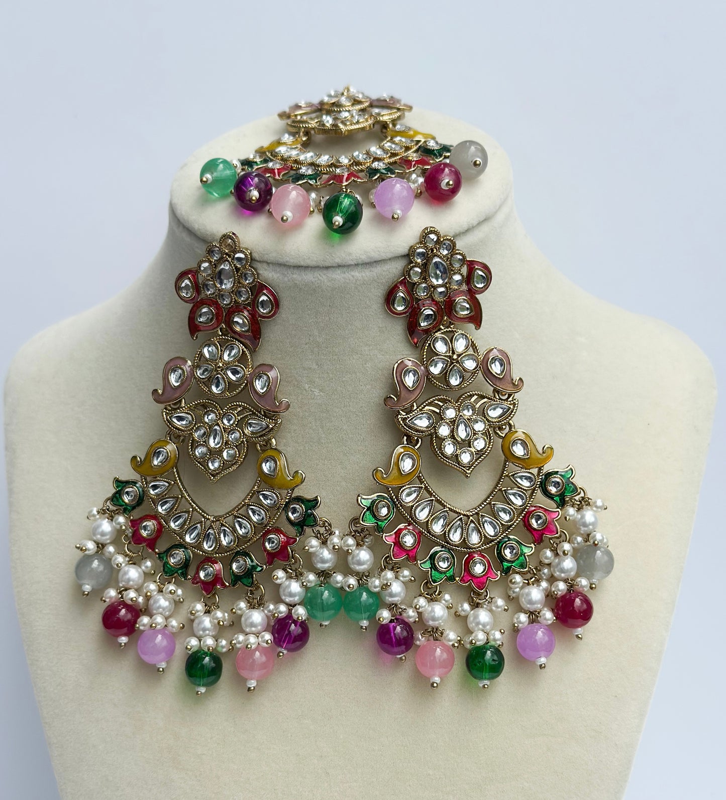 Ria Polki Earrings and Tikka Set