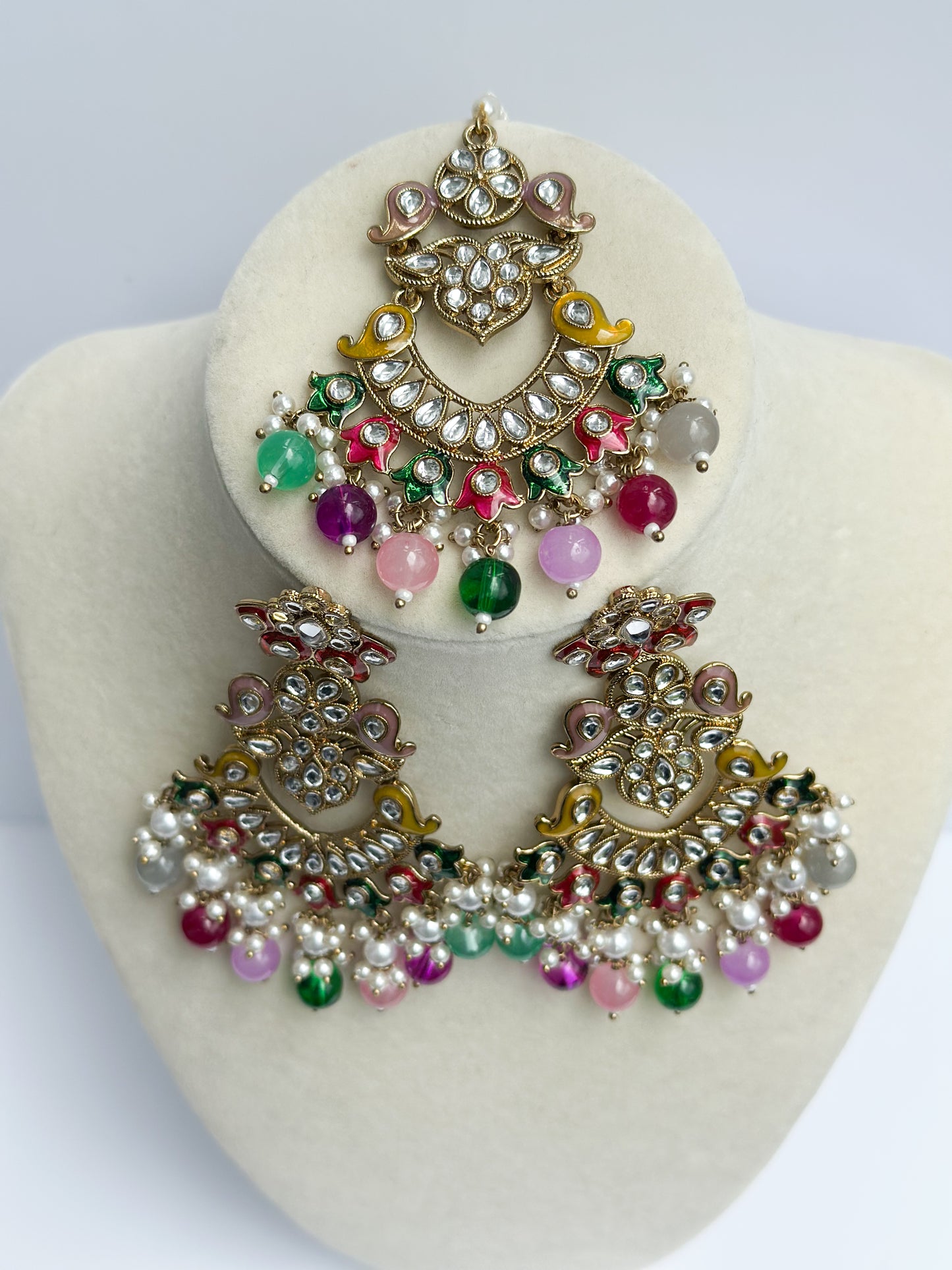 Ria Polki Earrings and Tikka Set