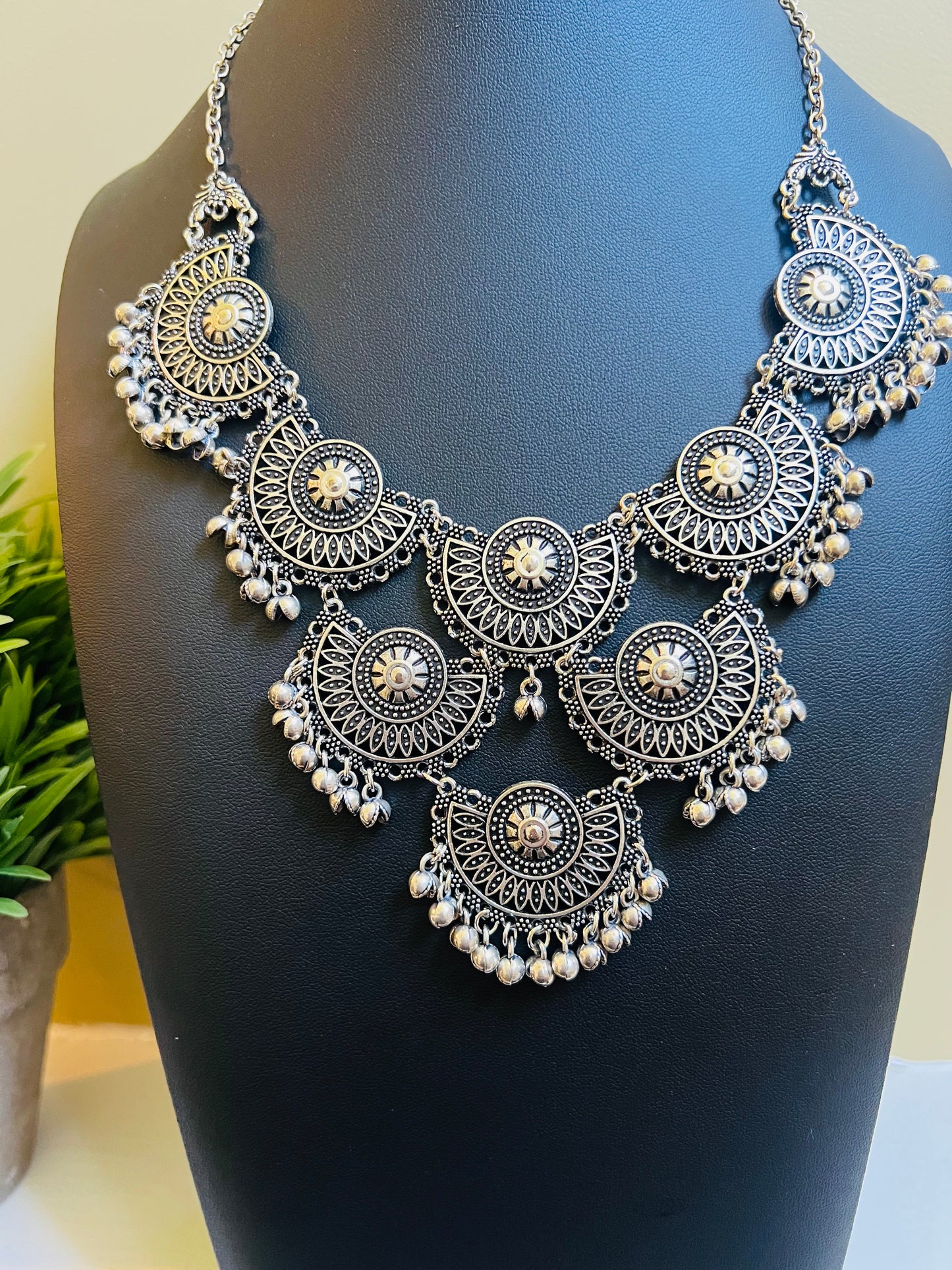 Aadya Oxidized Necklace Set (Includes Earrings)