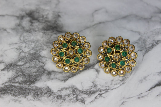Kundan Mini Round Stone Stud Earrings