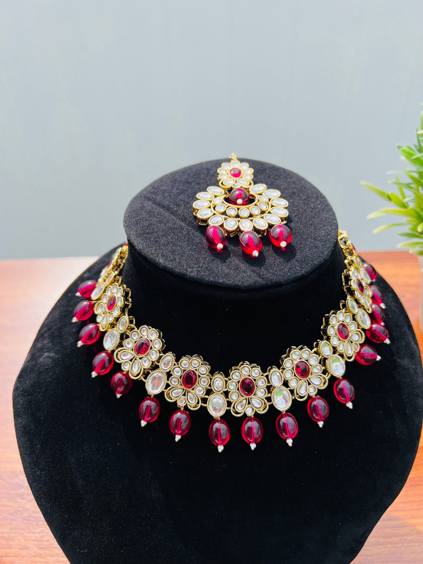 Ila Kundan Choker Set (Includes Earrings & Tikka)
