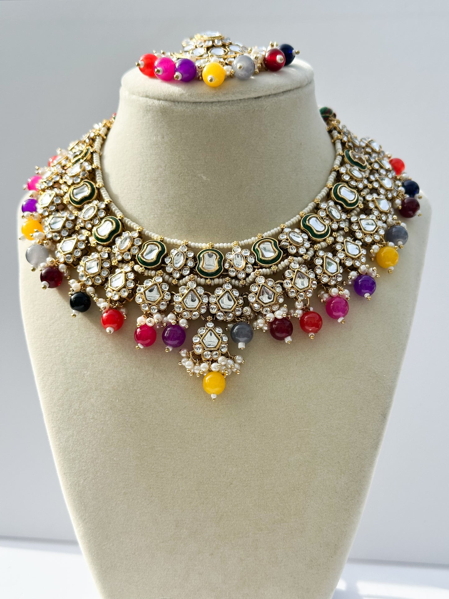 Sukoon Kundan Necklace Set (Includes Earrings & Tikka)