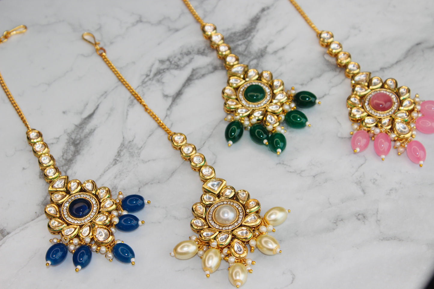 Meenakari Kundan Pendant Necklace Set (Includes Earrings & Tikka)