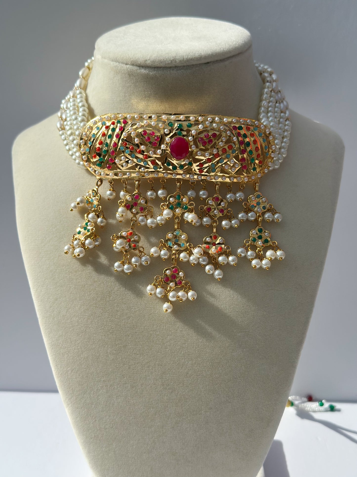 Aarzu Jadau Necklace Set (Includes Earrings & Tikka)