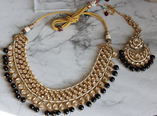 Divya Pearl Kundan Necklace Set (Includes Earrings & Tikka)
