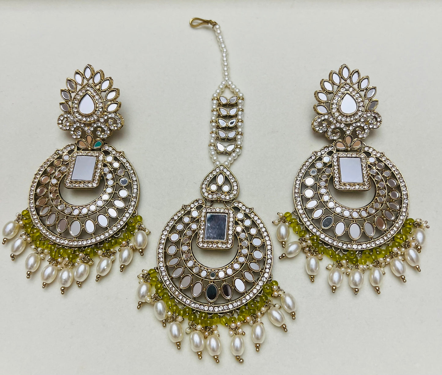 Saleha Mirror Earrings and Tikka Set