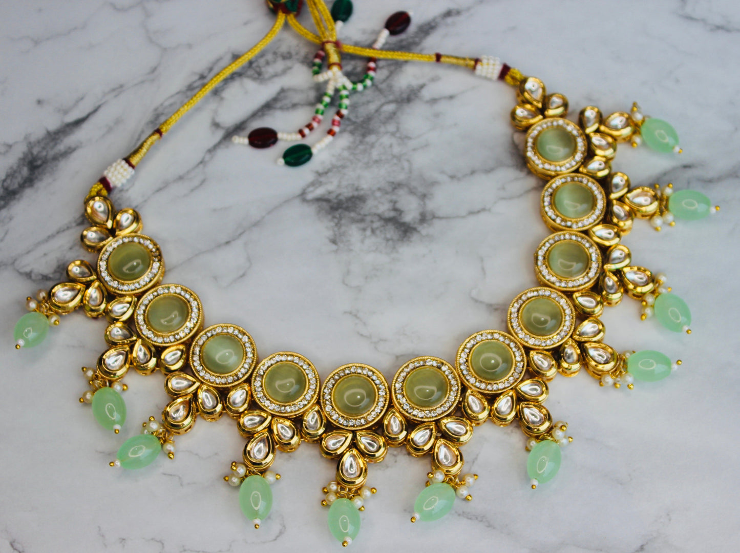 Meenakari Kundan Necklace Set (Includes Earrings & Tikka)