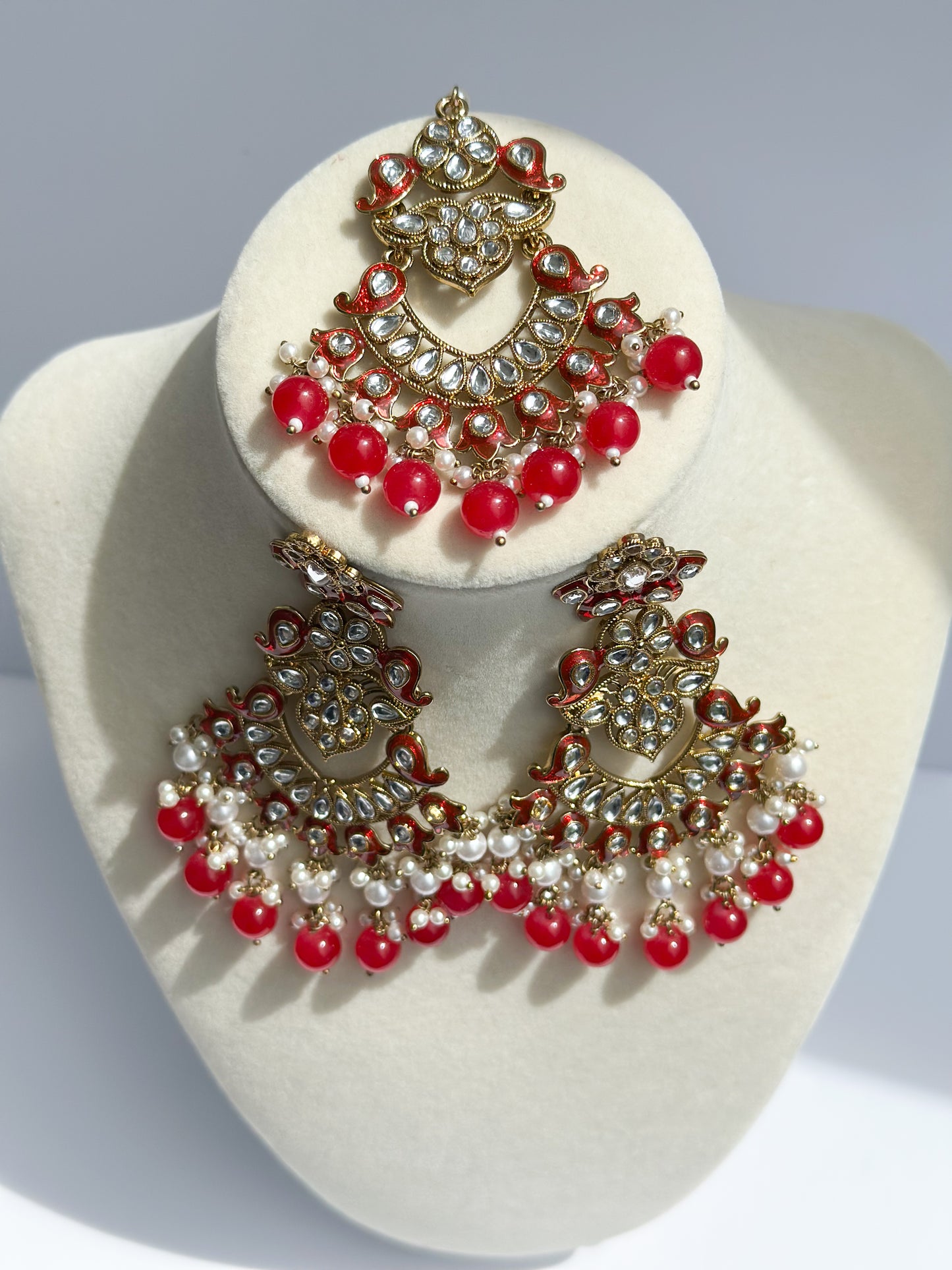 Ria Polki Earrings and Tikka Set