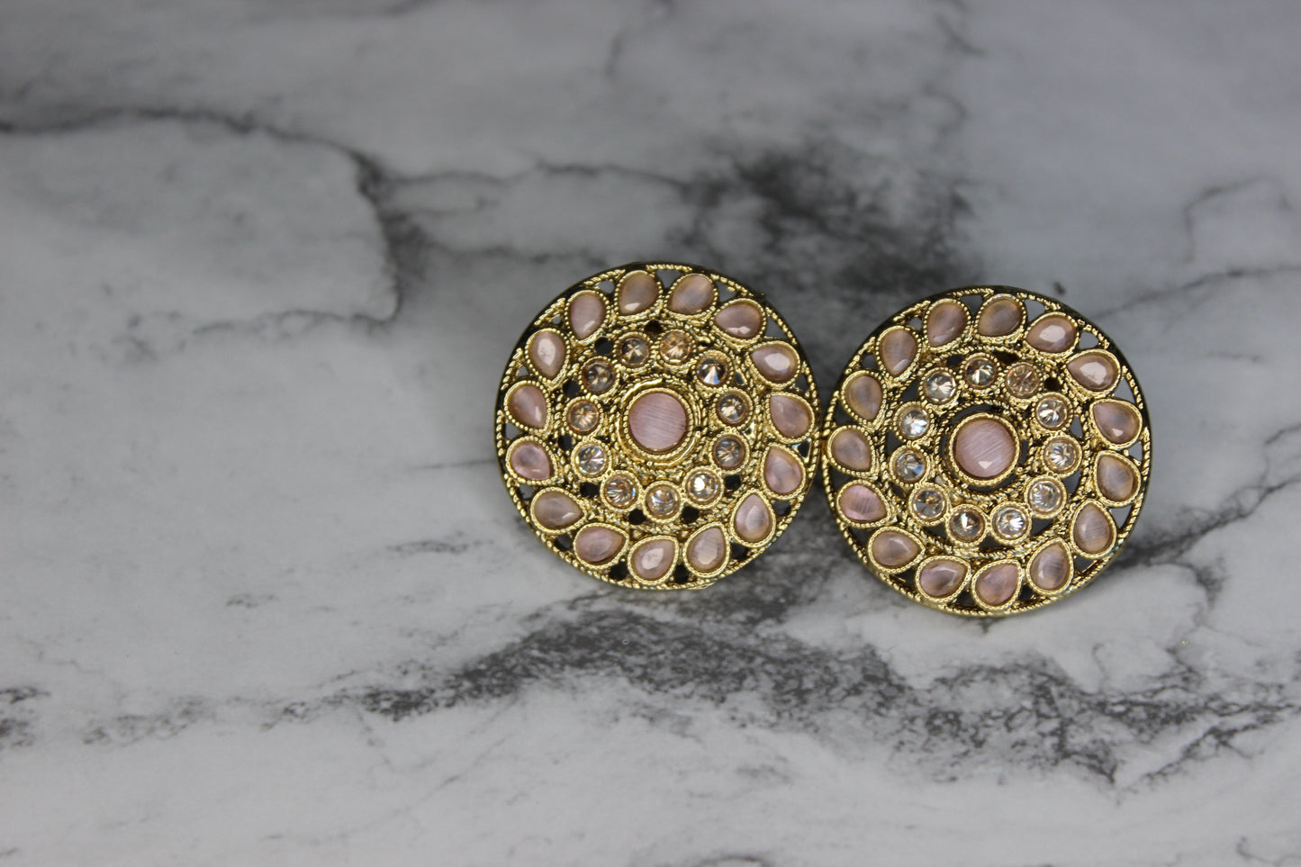 Kundan Mini Round Stone Stud Earrings