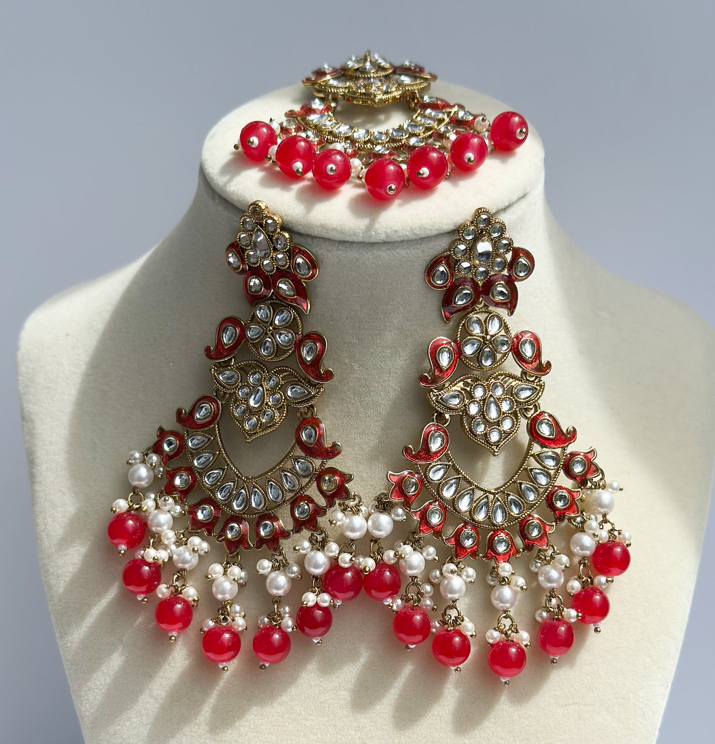 Ria Polki Earrings and Tikka Set