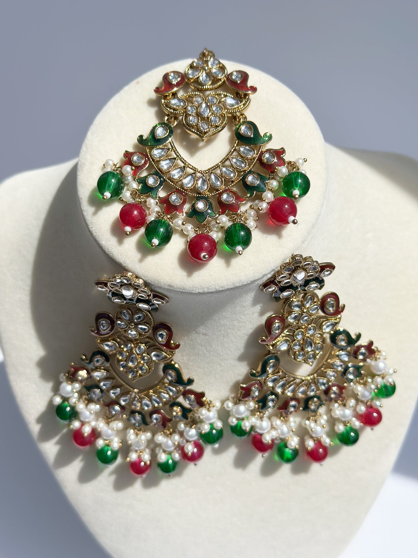 Ria Polki Earrings and Tikka Set