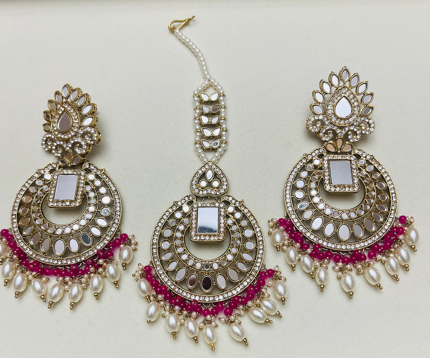 Saleha Mirror Earrings and Tikka Set