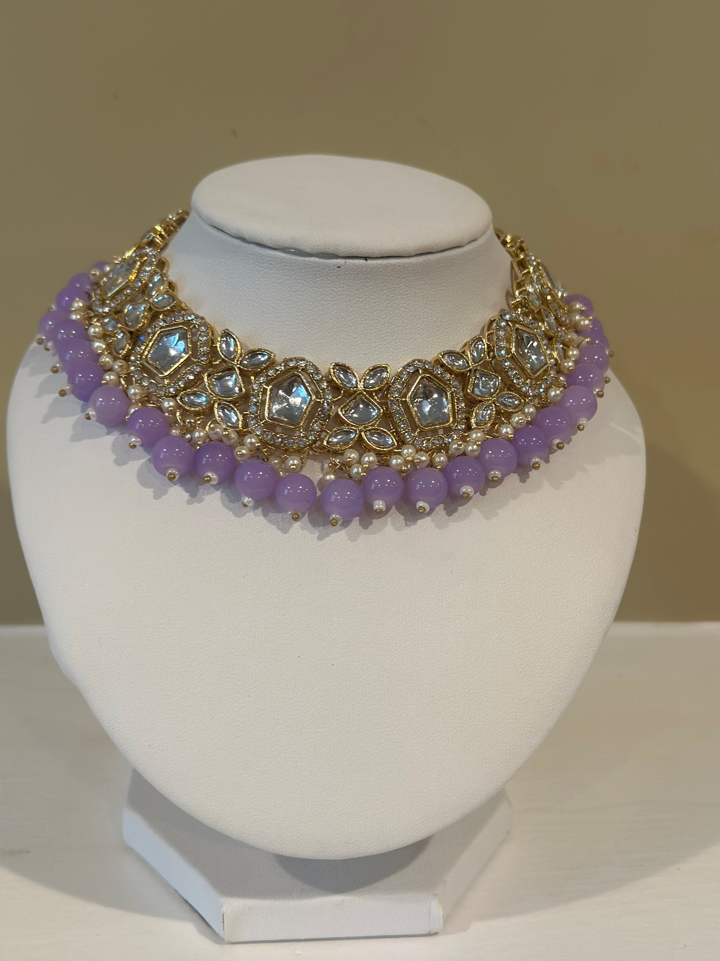Maryam Kundan Necklace Set (Includes Earrings & Tikka)