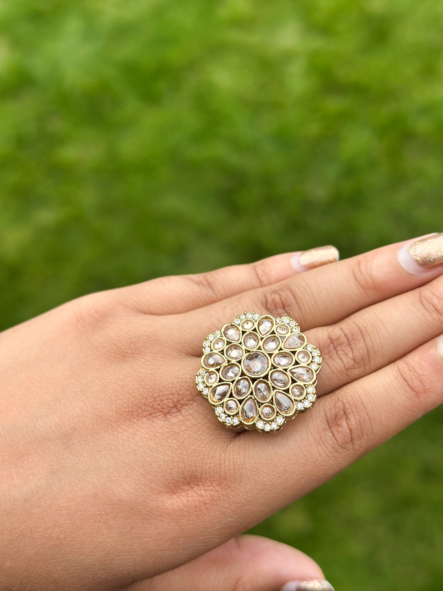 Gia Adjustable Polki Ring