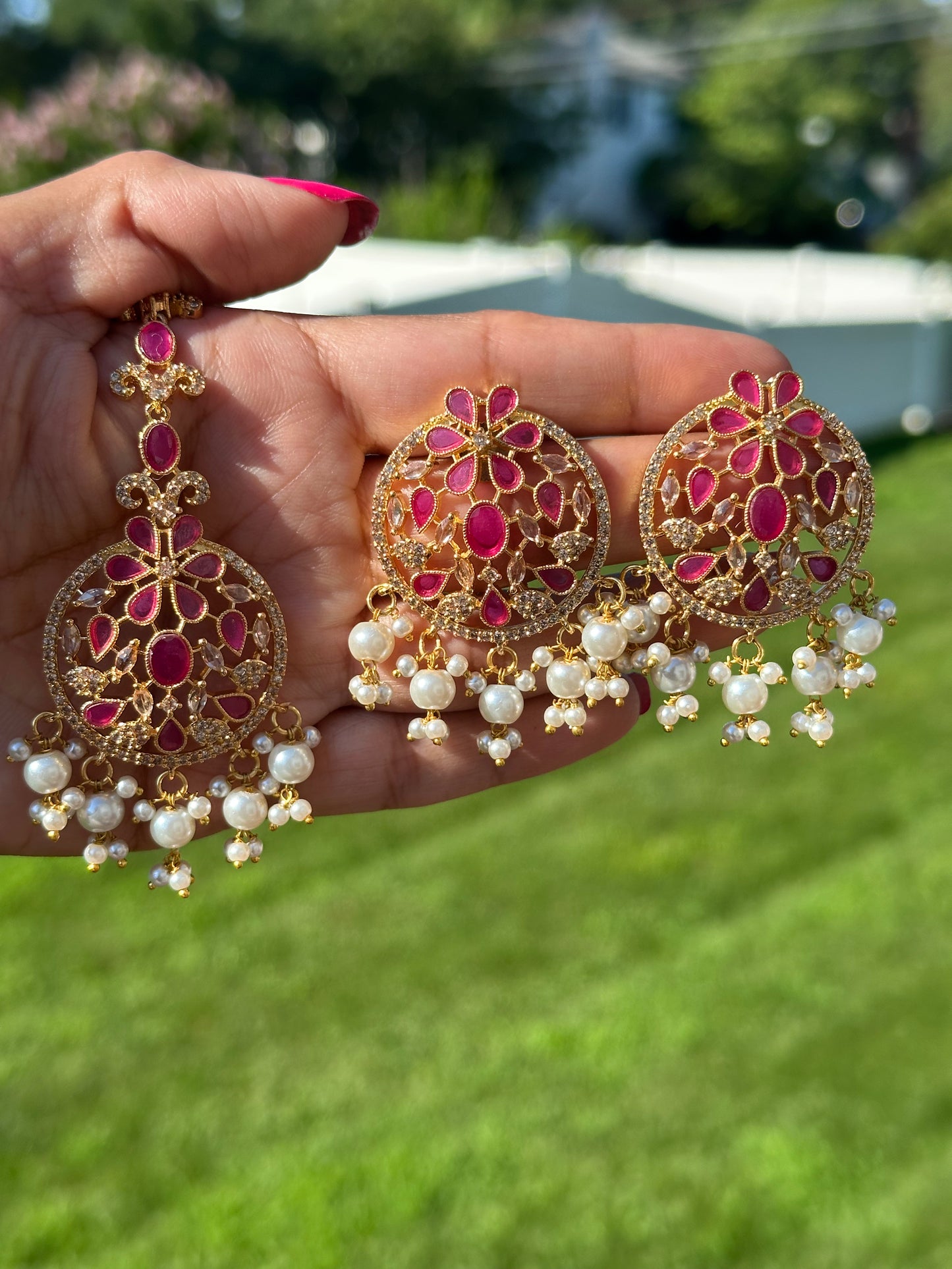 Anvi Earrings and Tikka Set