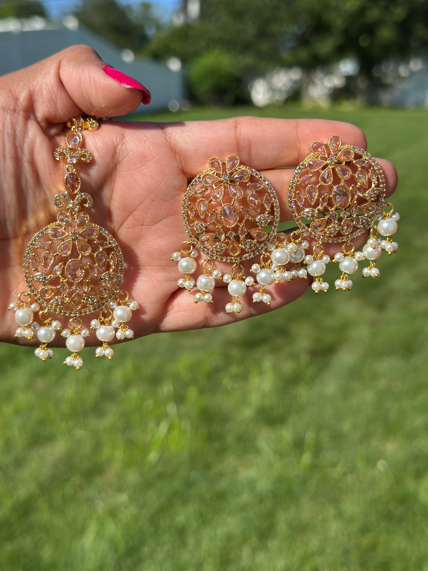 Anvi Earrings and Tikka Set