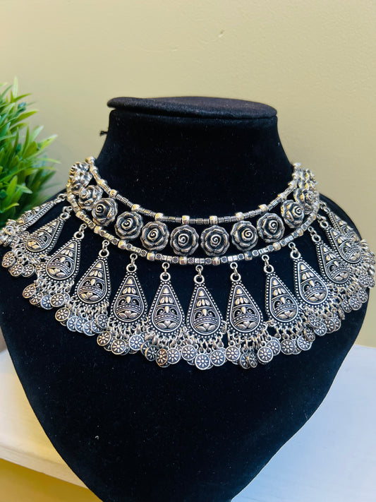 Aditi Oxidized Necklace Set (Includes Earrings)