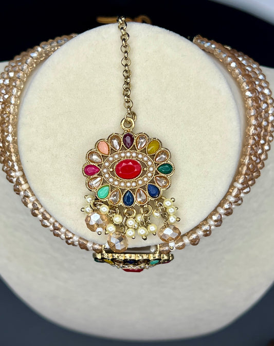 Meher Pearl Choker Set (Includes Earrings & Tikka)