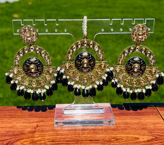 Diya Polki Earrings and Tikka Set