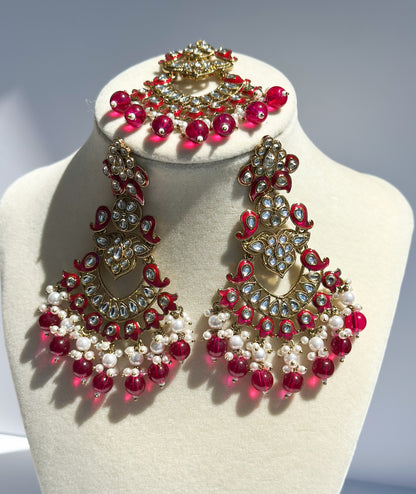 Ria Polki Earrings and Tikka Set