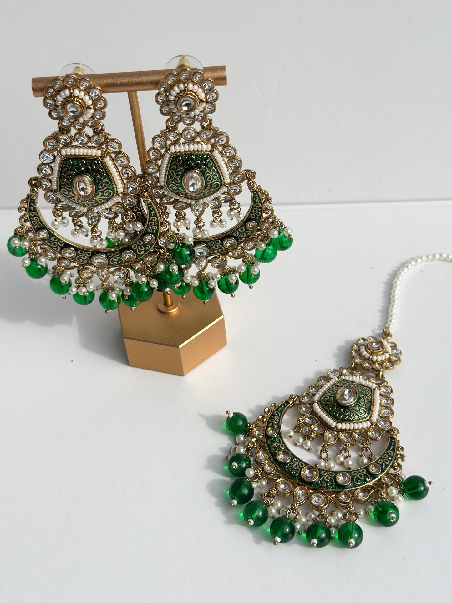 Parleen Polki Earrings and Tikka Set