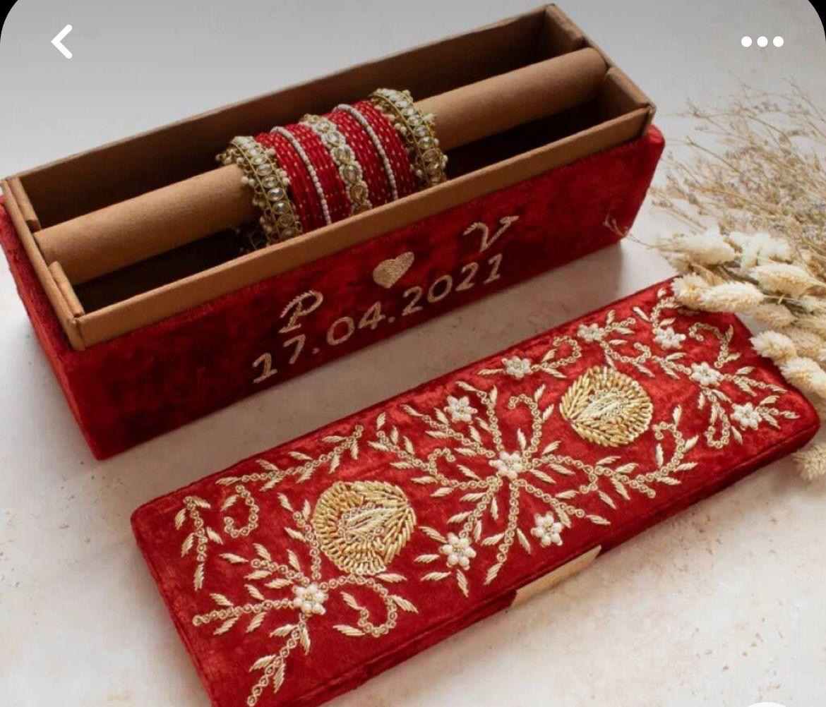 Custom Embroidered Chura Box – Gaani Jewels - Main Image