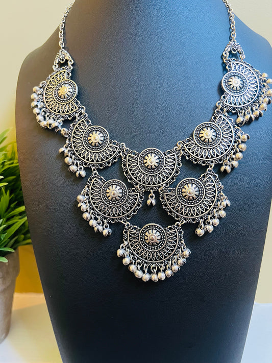 Aadya Oxidized Necklace Set (Includes Earrings)