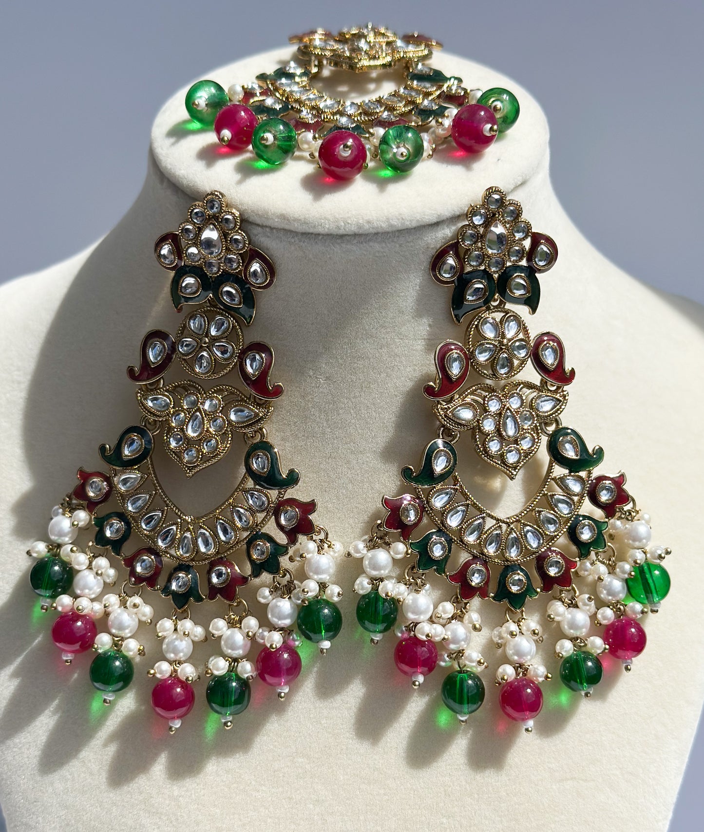 Ria Polki Earrings and Tikka Set