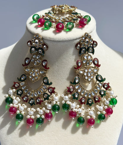 Ria Polki Earrings and Tikka Set