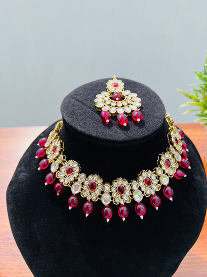 Ila Kundan Choker Set (Includes Earrings & Tikka)