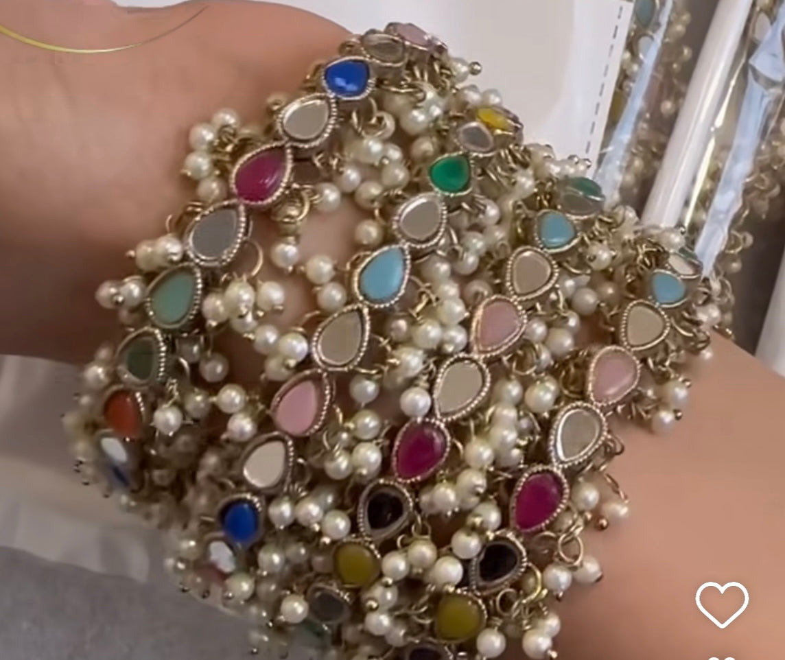 Kundan Pearl Bangles - 4 Pieces