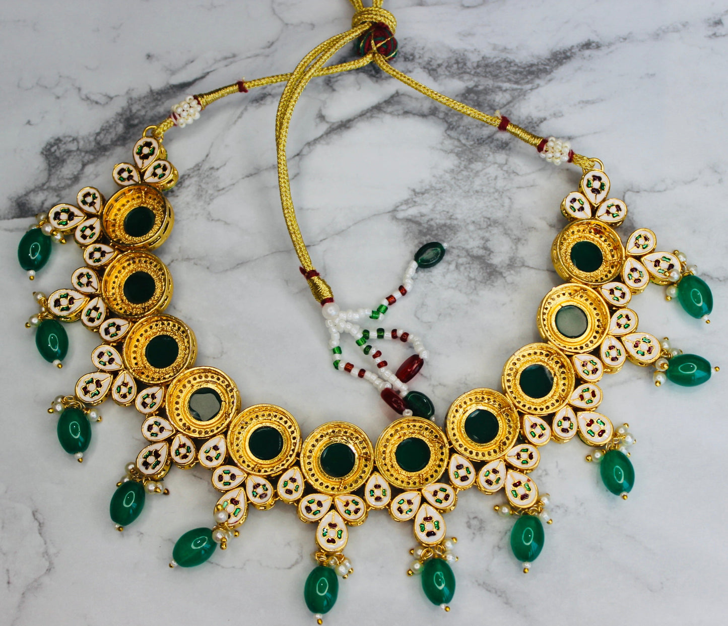 Meenakari Kundan Necklace Set (Includes Earrings & Tikka)