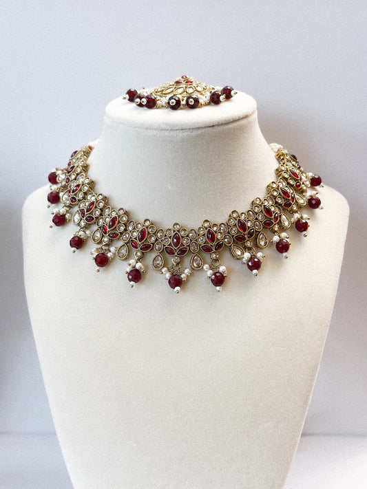 Ava Necklace Set (Includes Earrings & Tikka)