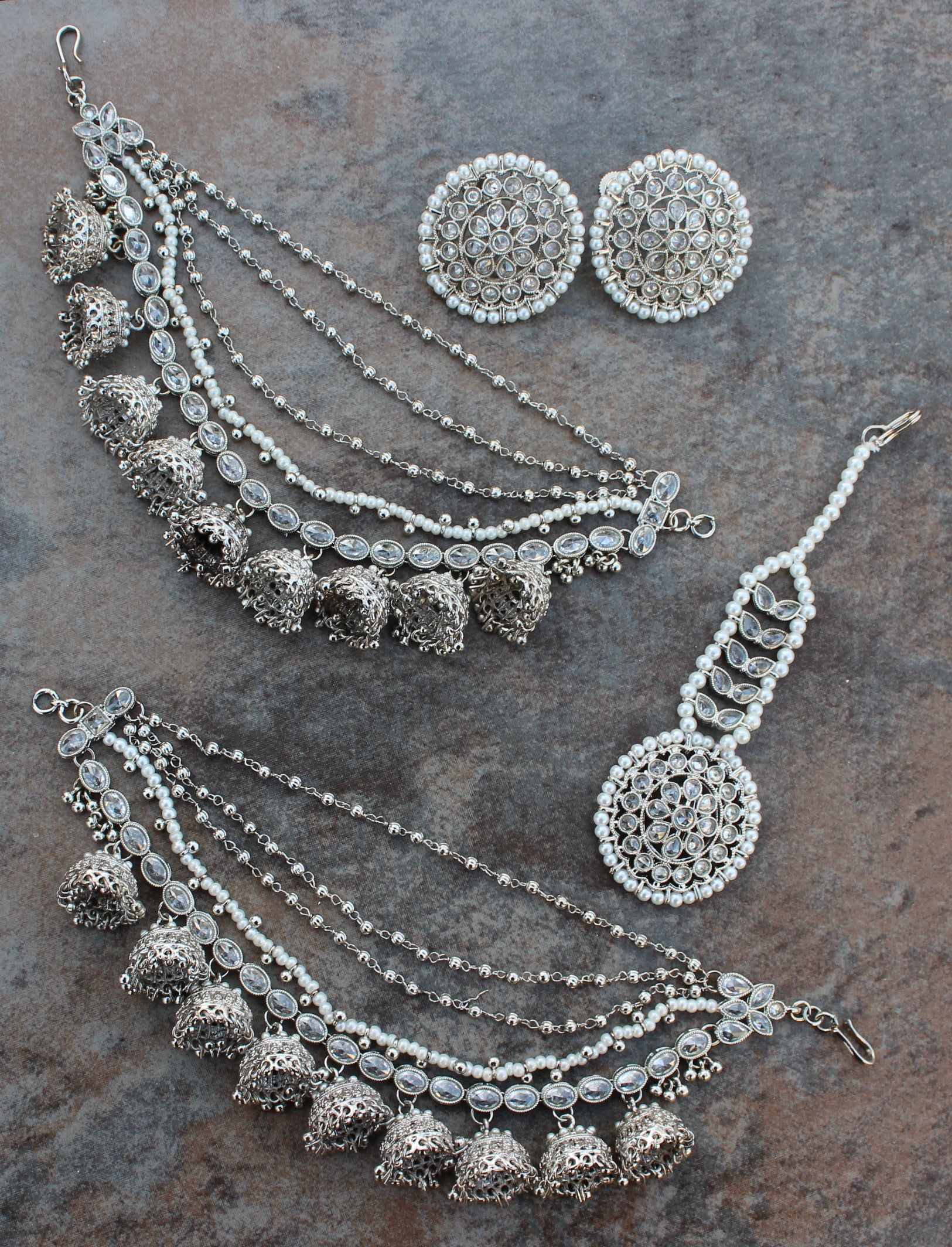 Buy Shell Jewellery with Bahubali Earrings and Bracelet for Haldi, meh –  Saubhagyavati.in