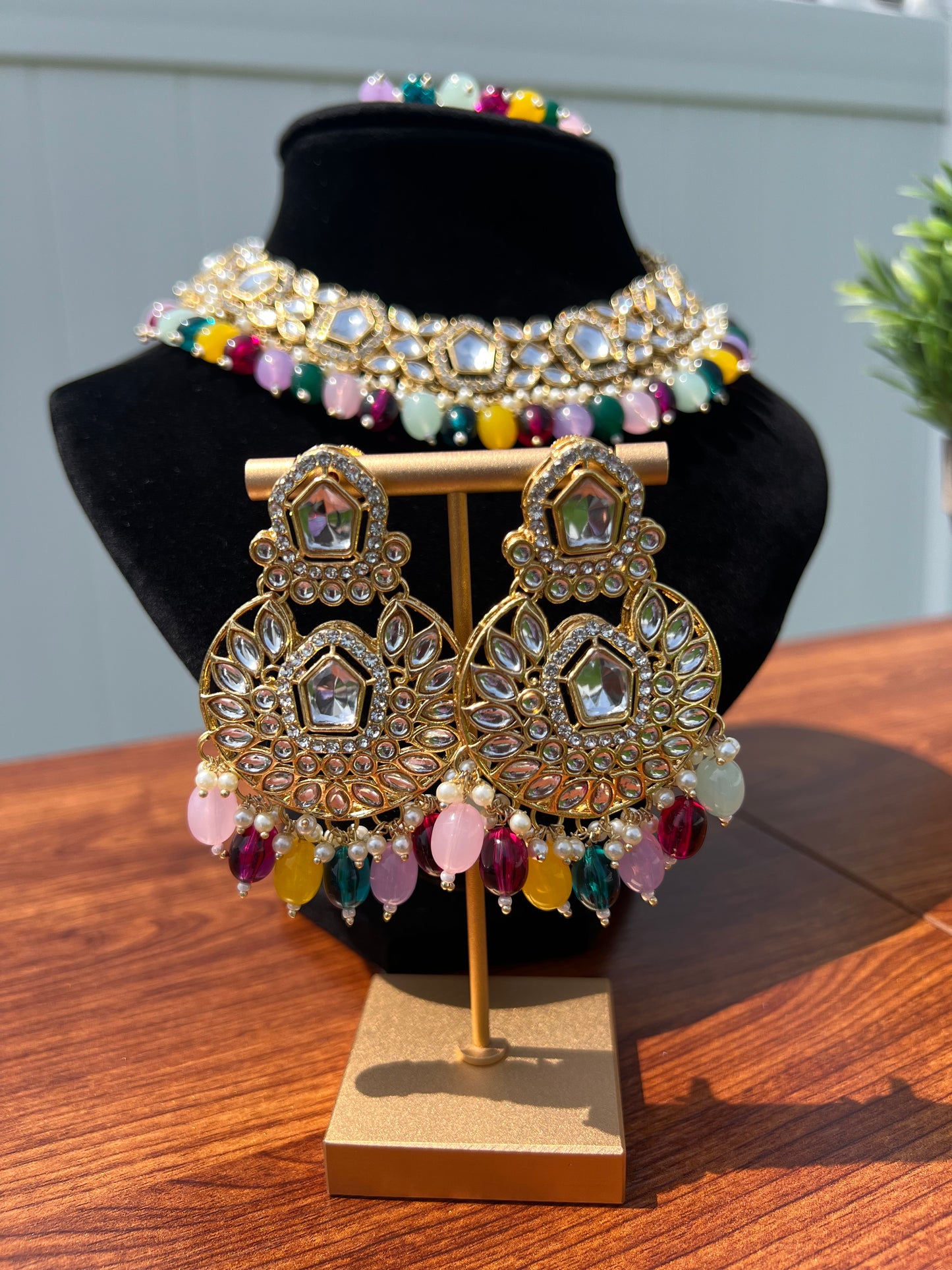 Maryam Kundan Necklace Set (Includes Earrings & Tikka)