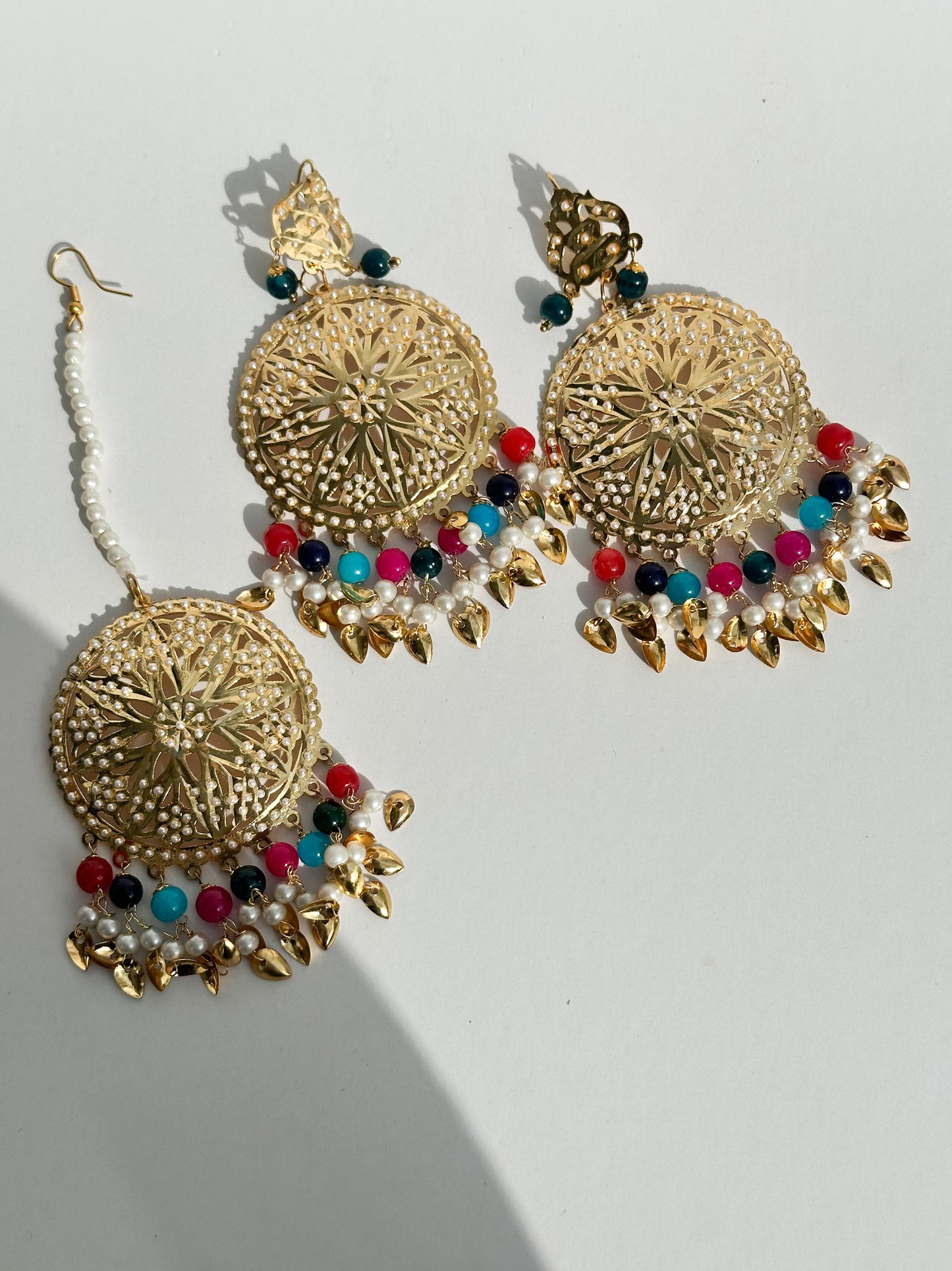 Mandeep Jadau Tikka Set (Earrings and Tikka)