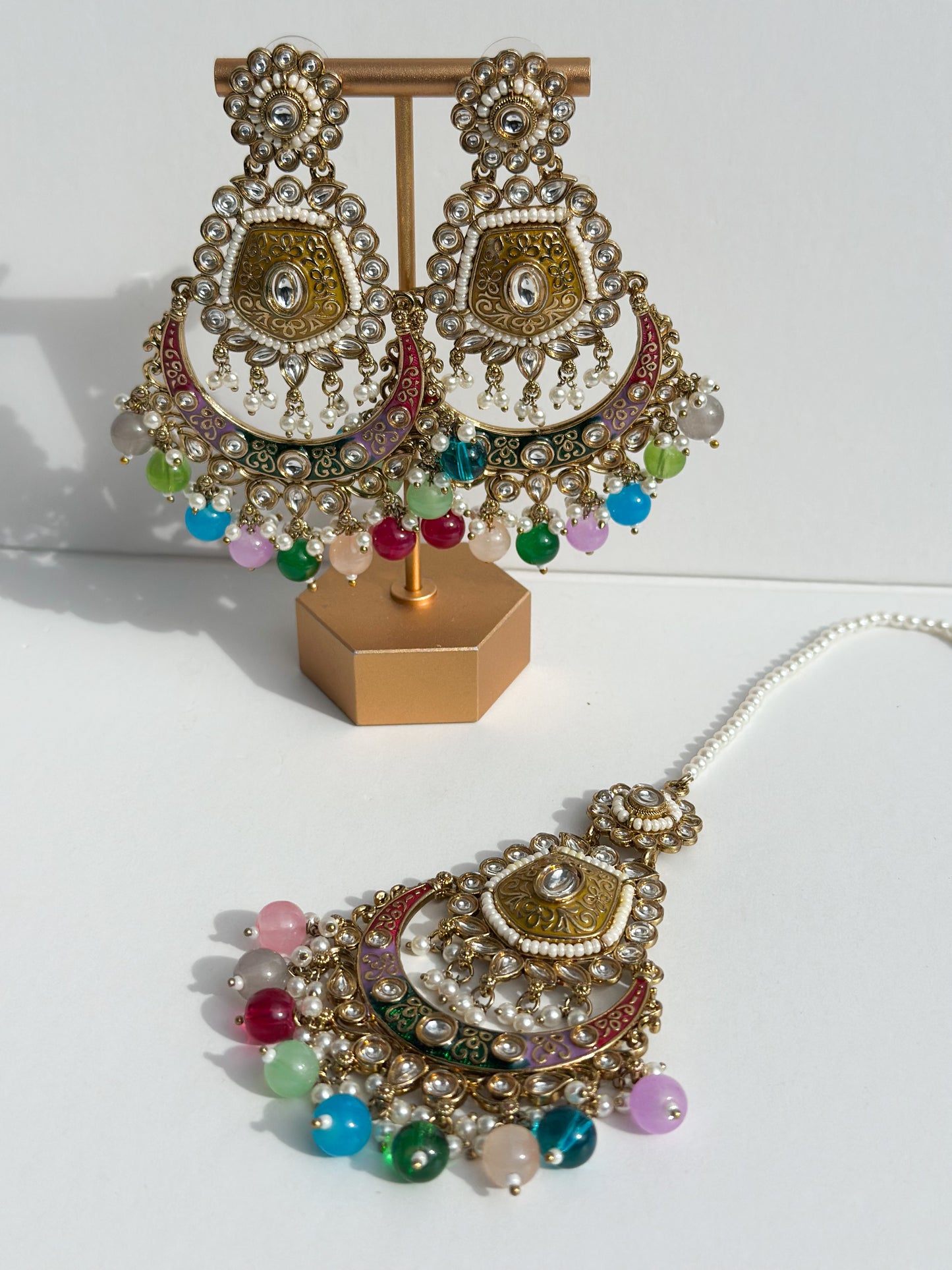 Parleen Polki Earrings and Tikka Set