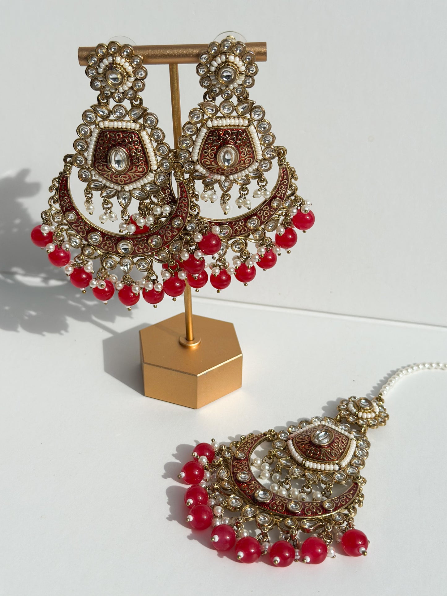 Parleen Polki Earrings and Tikka Set