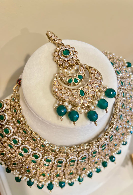 Noor Bridal Necklace Set (Includes Earrings & Tikka)