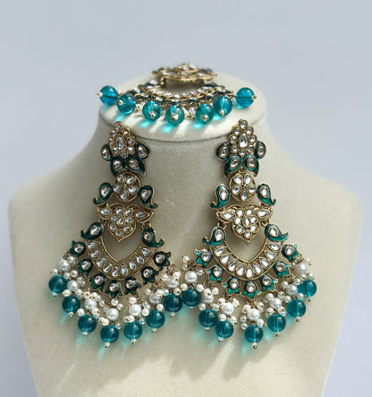 Ria Polki Earrings and Tikka Set