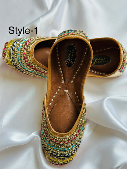 Navleen Handcrafted Double Cushioned Kids Girls Jutti Flats (Khussa)