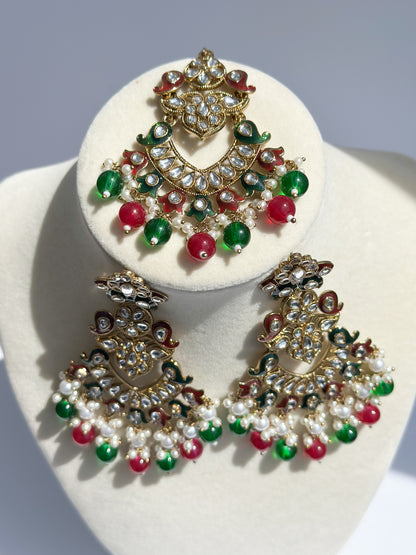Ria Polki Earrings and Tikka Set