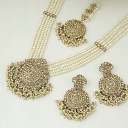 Gul Long Necklace Set (Includes Earrings & Tikka)